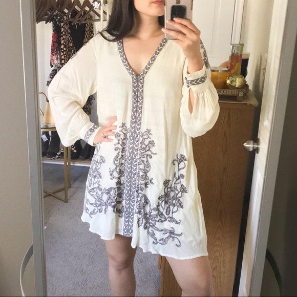Free People Ivory Embroidered Swing Dress - Picture 4 of 13